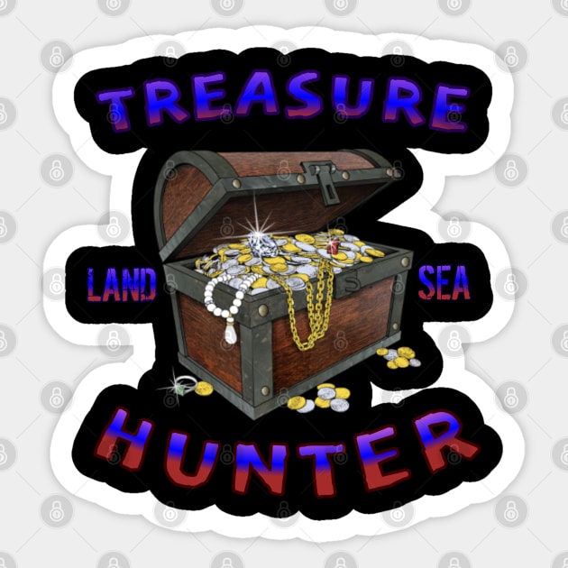 Metal detecting treasure hunter land and sea Sticker by Coreoceanart